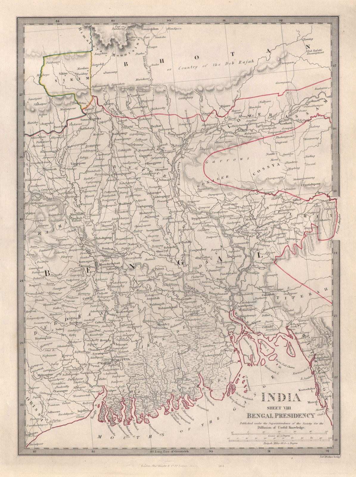 Associate Product INDIA VIII. Bengal Presidency. Bangladesh Chittagong Bhutan Sikim. SDUK 1846 map