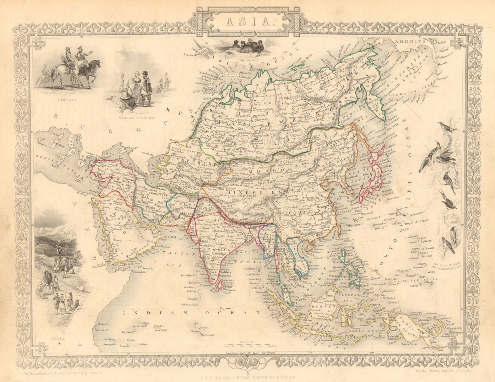 ASIA. Tartary Siam Persia Cabool Cochinchina East Indies. RAPKIN/TALLIS 1851 map