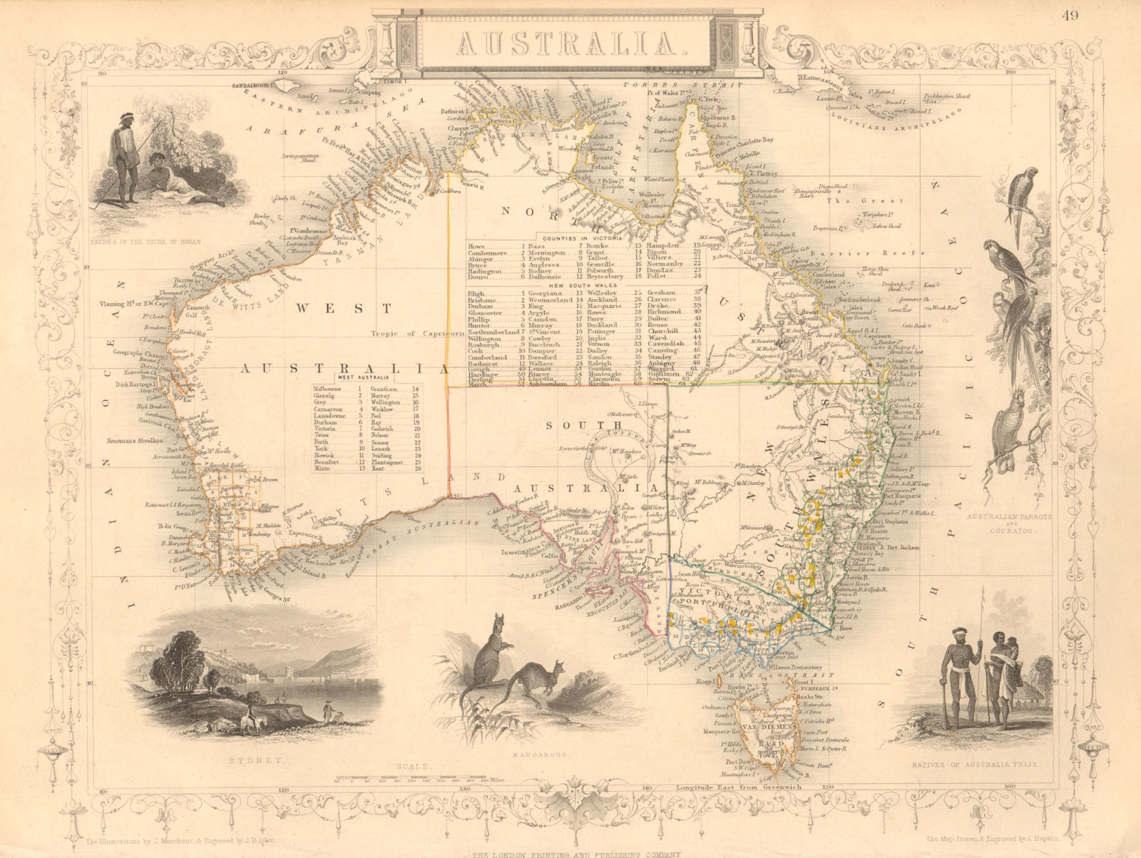 AUSTRALIA. no Queensland (est 1859). Showing Goldfields. RAPKIN/TALLIS 1851 map