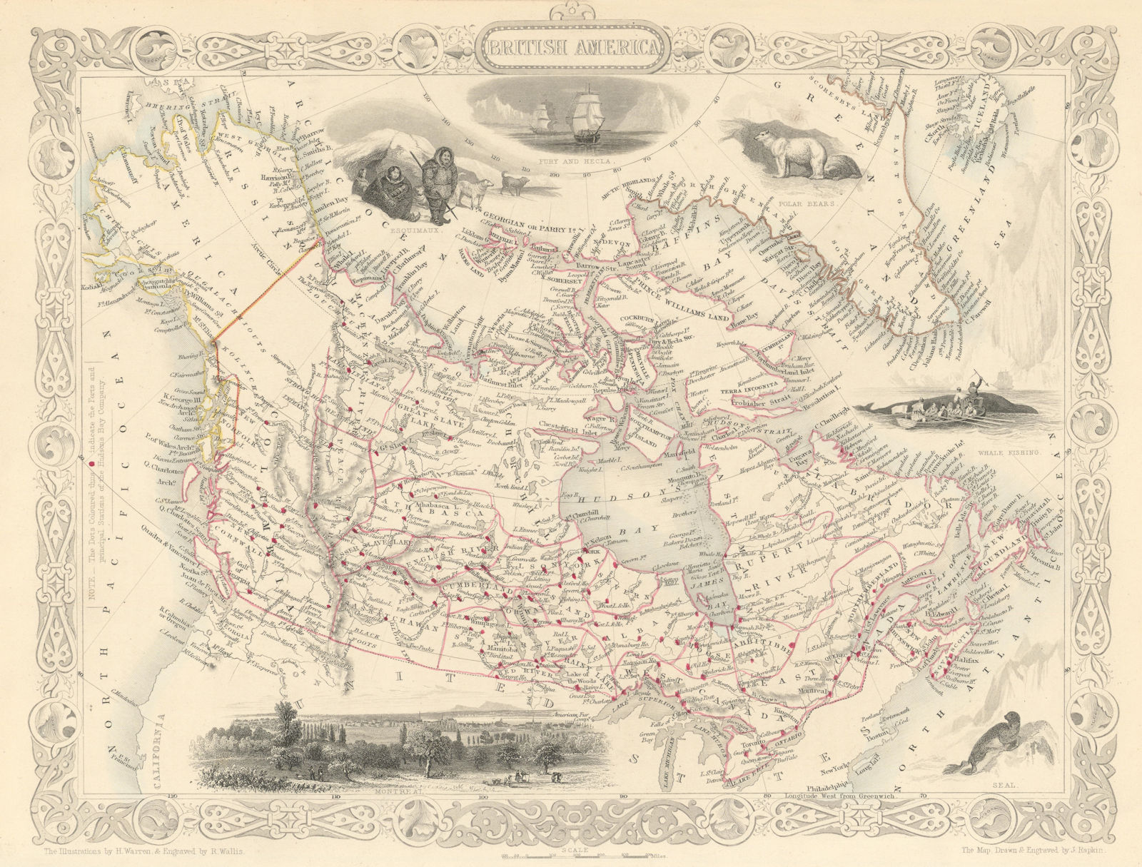 BRITISH AMERICA. Shows Hudson's Bay Company forts.Canada RAPKIN/TALLIS 1851 map