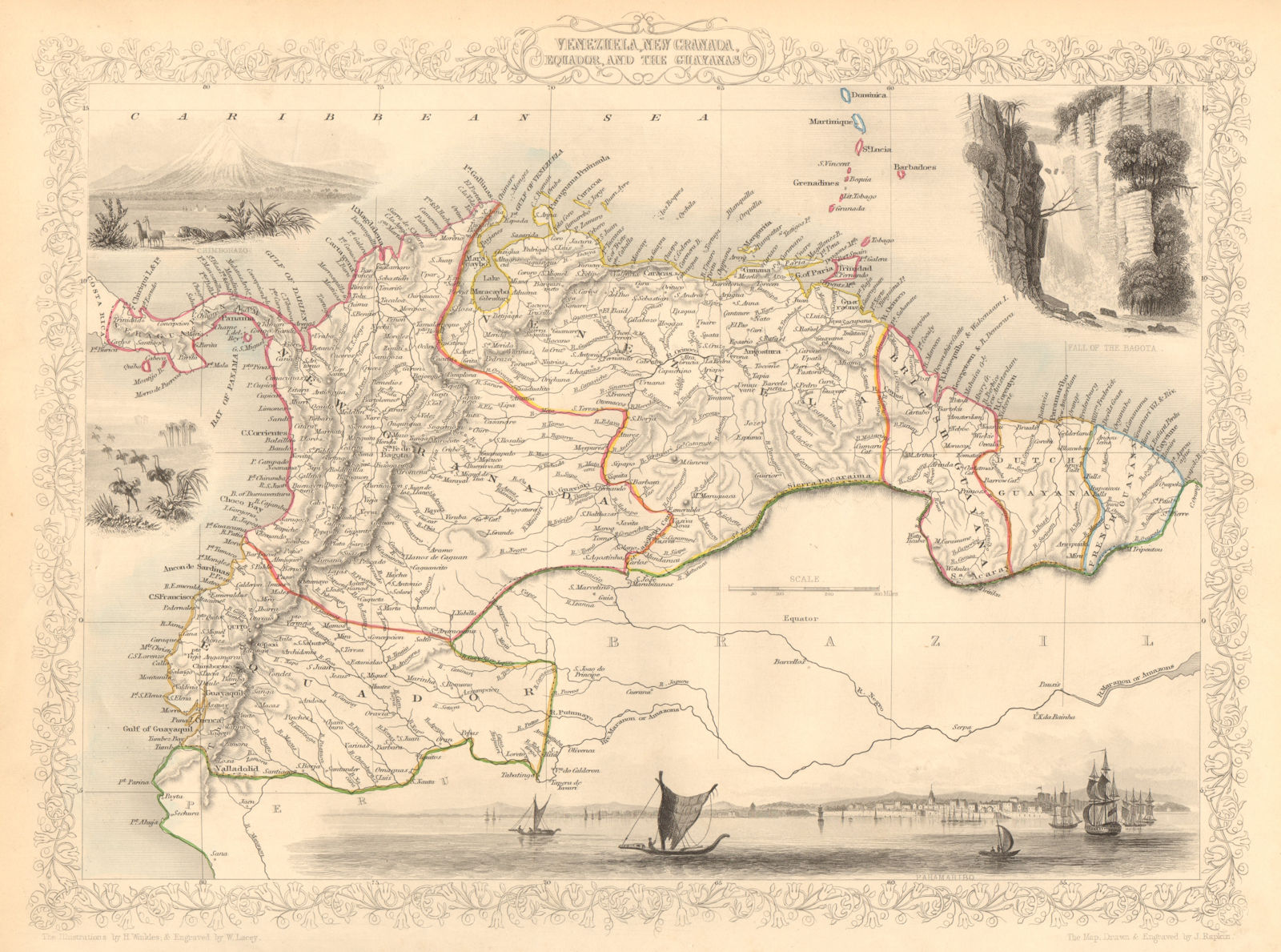 VENEZUELA, NEW GRANADA, EQUADOR & THE GUYANAS. Ecuador. RAPKIN/TALLIS 1851 map