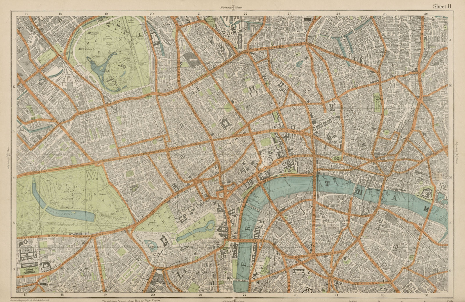 CENTRAL LONDON West End City Southwark Westminster Shoreditch. BACON  1919 map