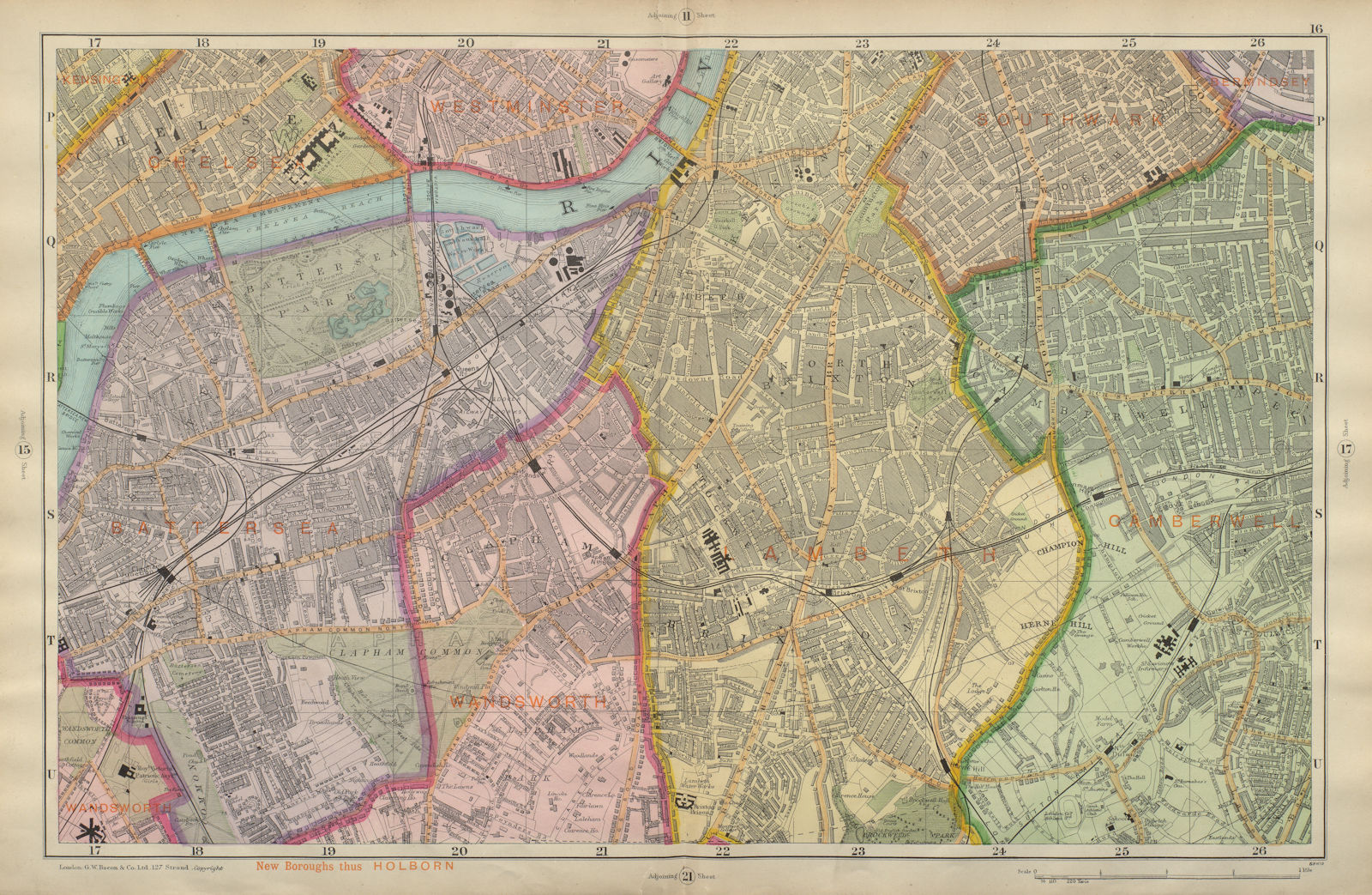 Associate Product S LONDON Clapham Brixton Lambeth Battersea Chelsea Camberwell BACON 1900 map