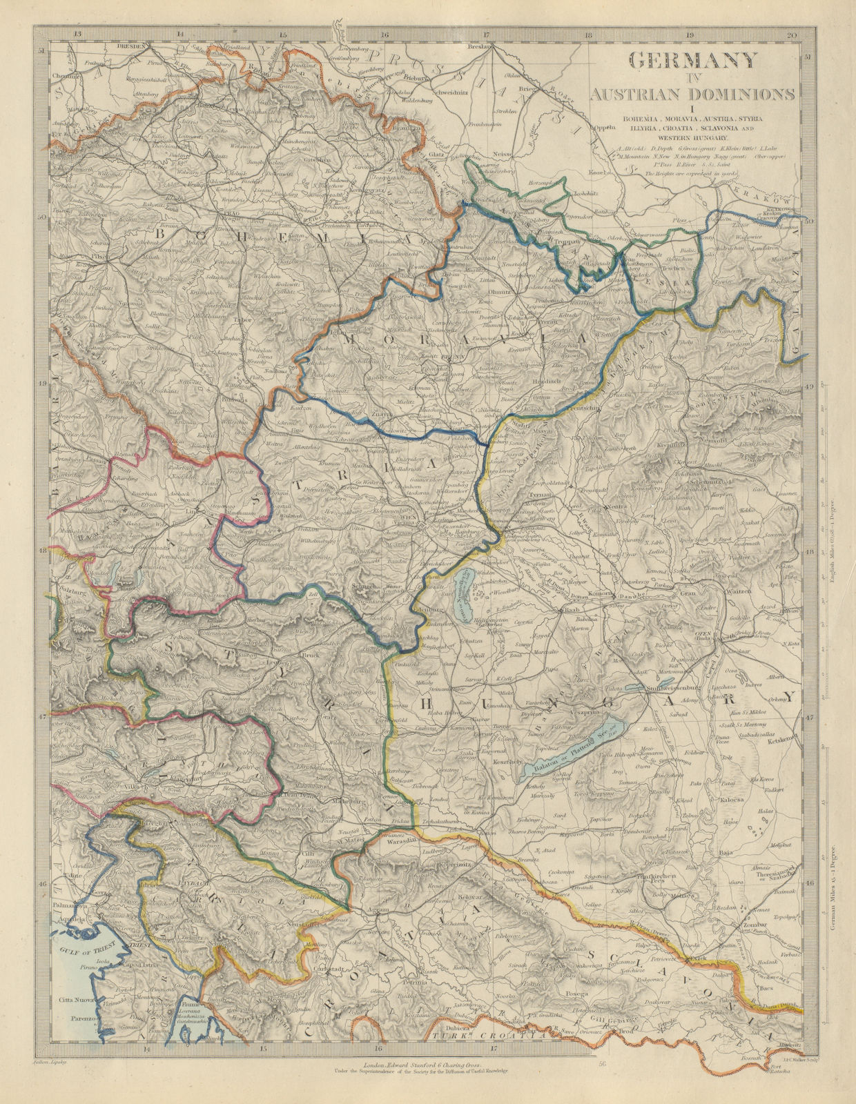 AUSTRIAN DOMINION Bohemia Moravia Styria Illyria Croatia Hungary. SDUK 1874 map