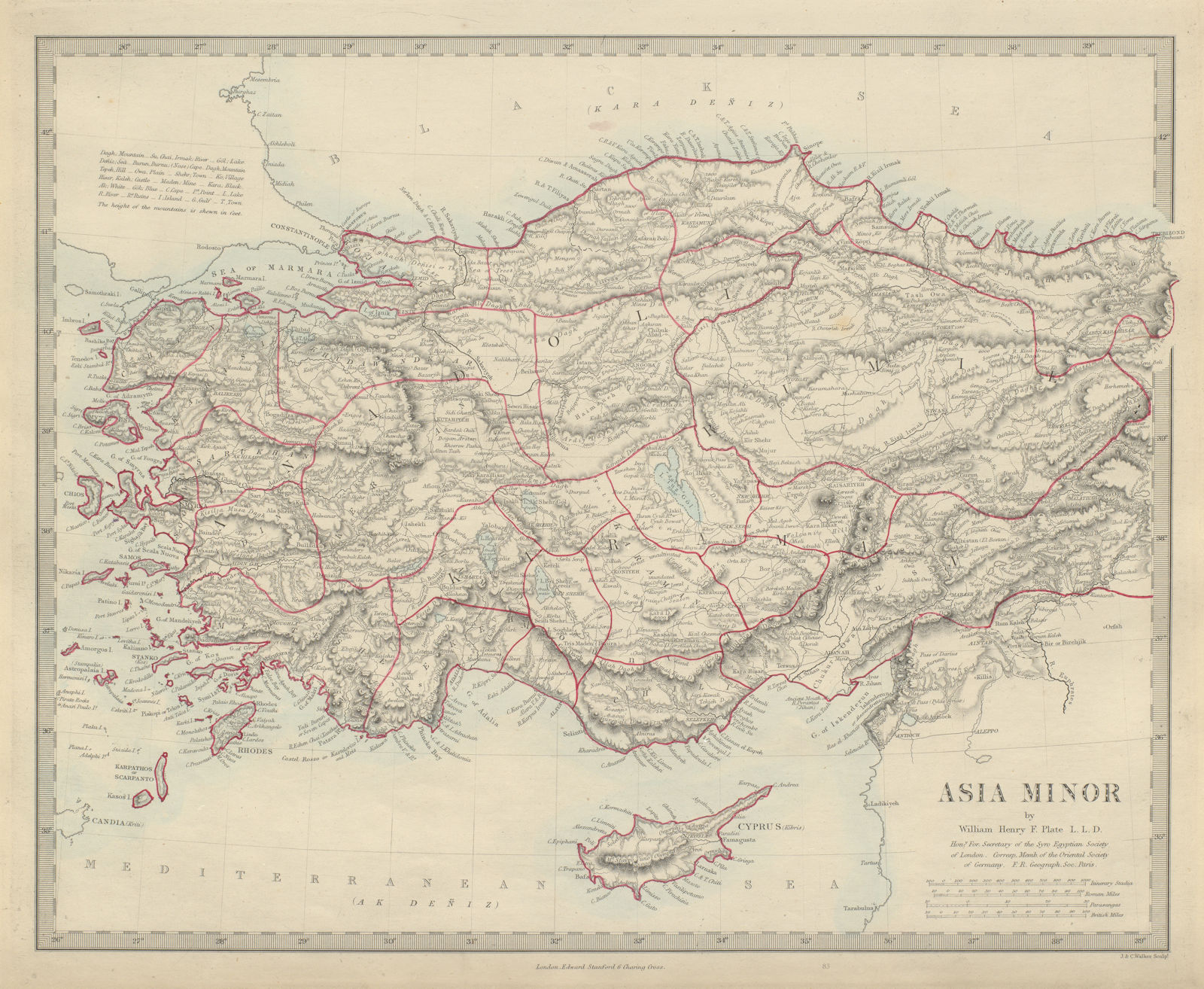 ASIA MINOR & CYPRUS. Turkey Anatolia. North Aegean & Dodecanese. SDUK 1874 map