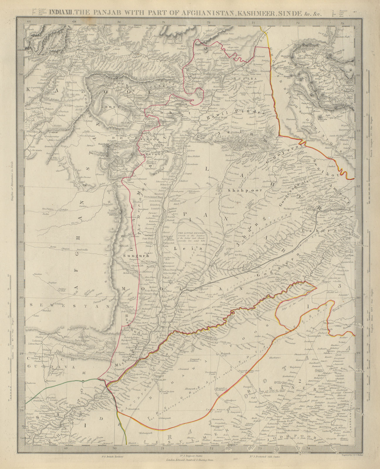 PAKISTAN Punjab Afghanistan Kashmir Sinde. Kabul. Indus valley. SDUK 1874 map
