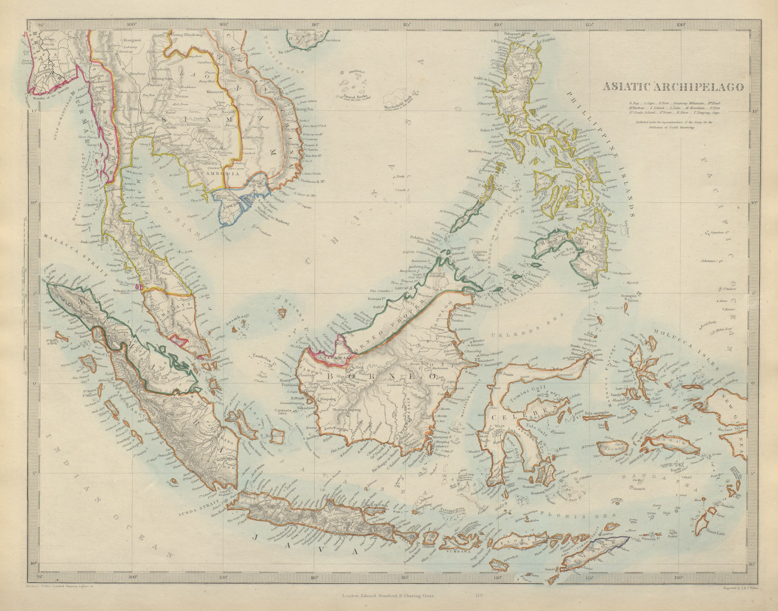 MALAY ARCHIPELAGO. Indonesia Malaysia Philippines Indochina. SDUK 1874 old map