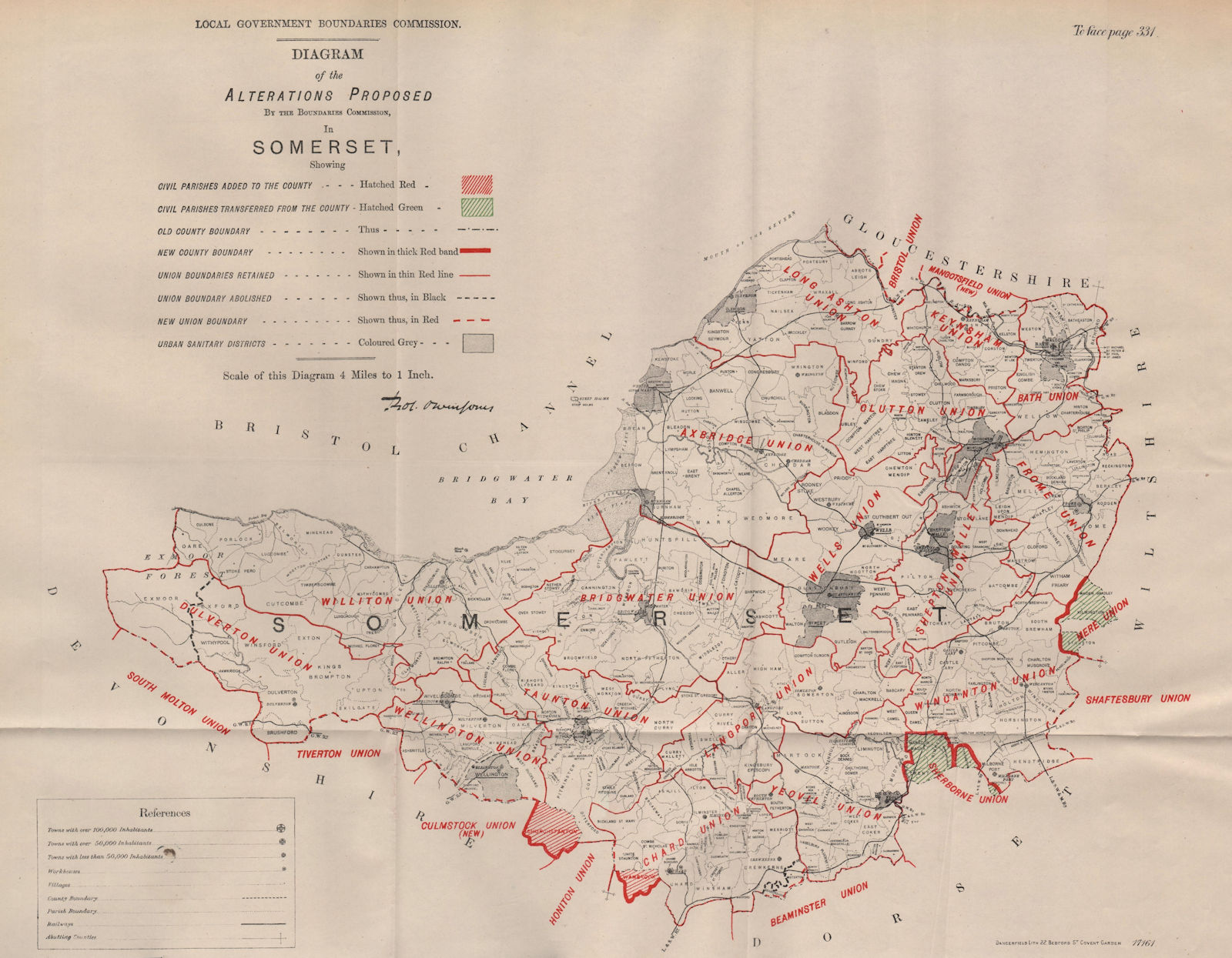 Alterations Proposed in Somerset. JONES. BOUNDARY COMMISSION 1888 old map