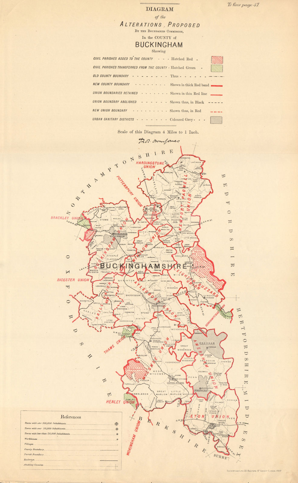 Associate Product Alterations Proposed in Buckinghamshire. JONES. BOUNDARY COMMISSION 1888 map