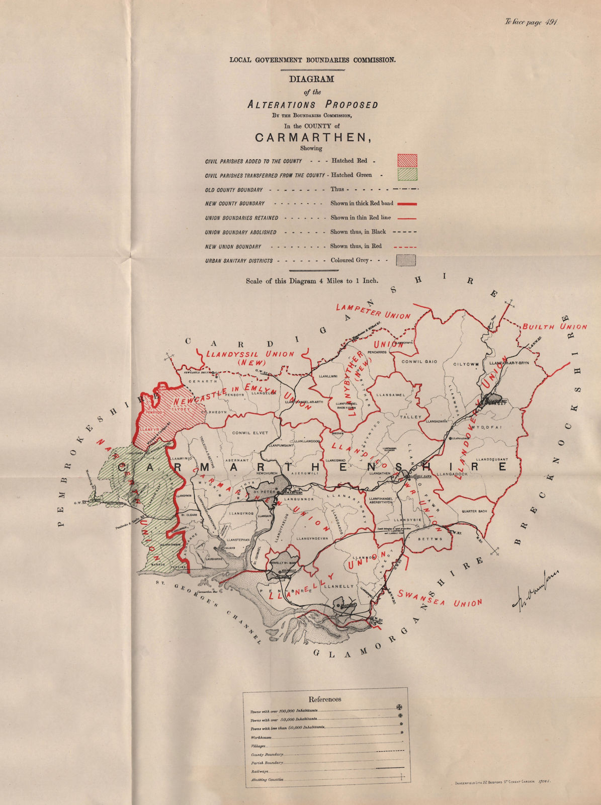 Associate Product Alterations Proposed in Carmarthenshire. JONES. BOUNDARY COMMISSION 1888 map