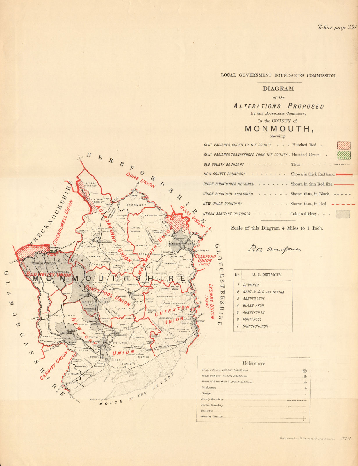 Associate Product Alterations Proposed in Monmouthshire. JONES. BOUNDARY COMMISSION 1888 old map