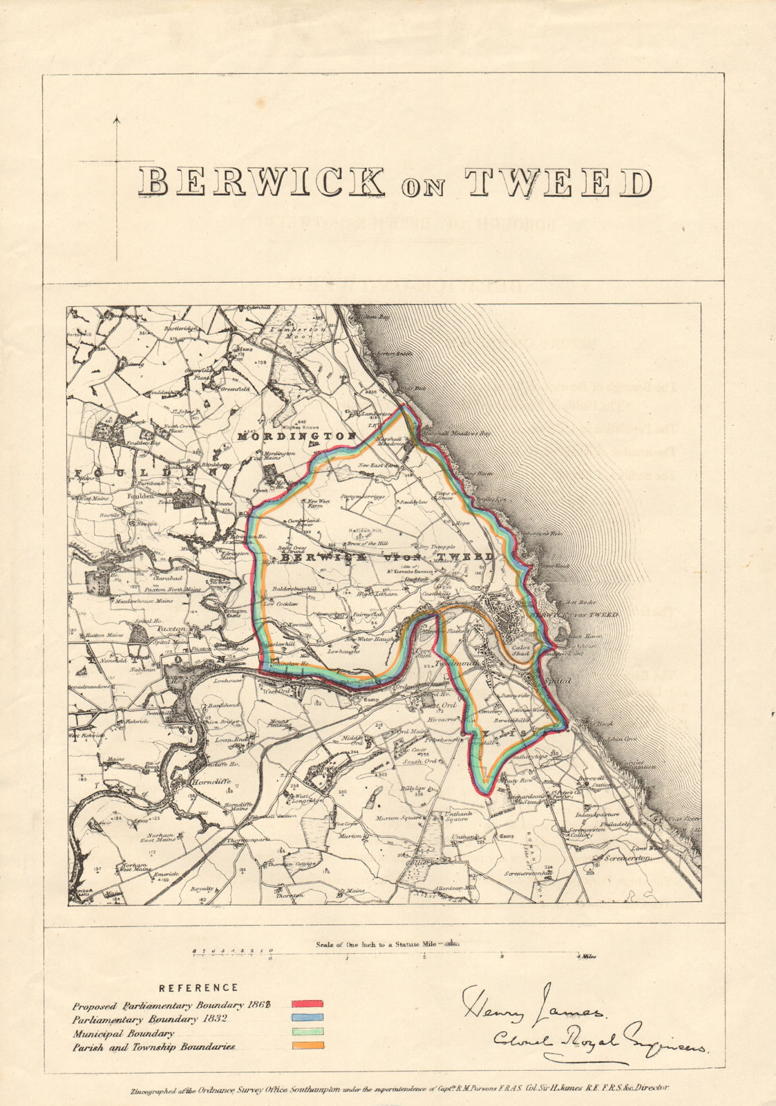 Associate Product Berwick-on-Tweed. JAMES. PARLIAMENTARY BOUNDARY COMMISSION 1868 old map