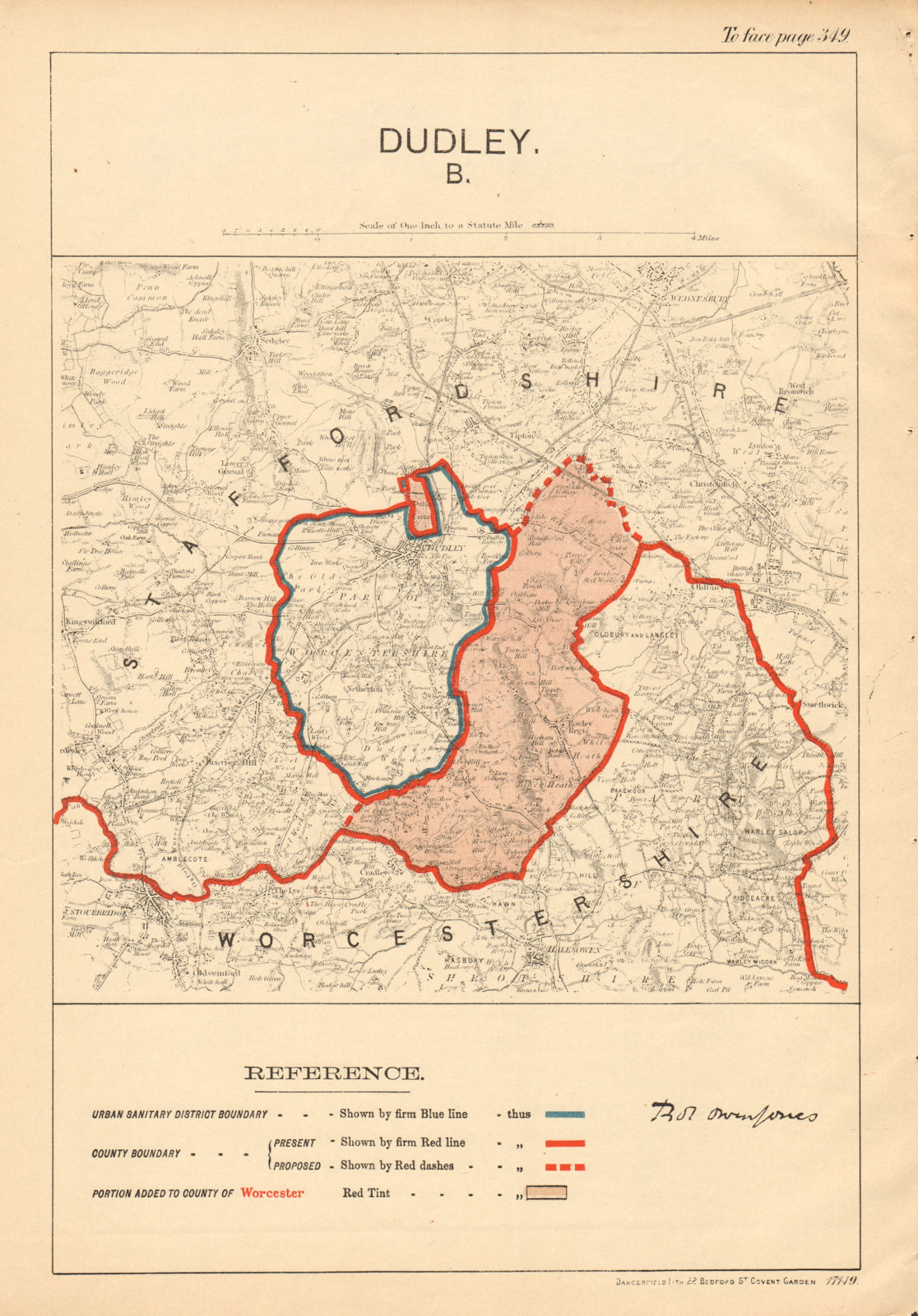 Associate Product Dudley. JONES. PARLIAMENTARY BOUNDARY COMMISSION 1888 old antique map chart