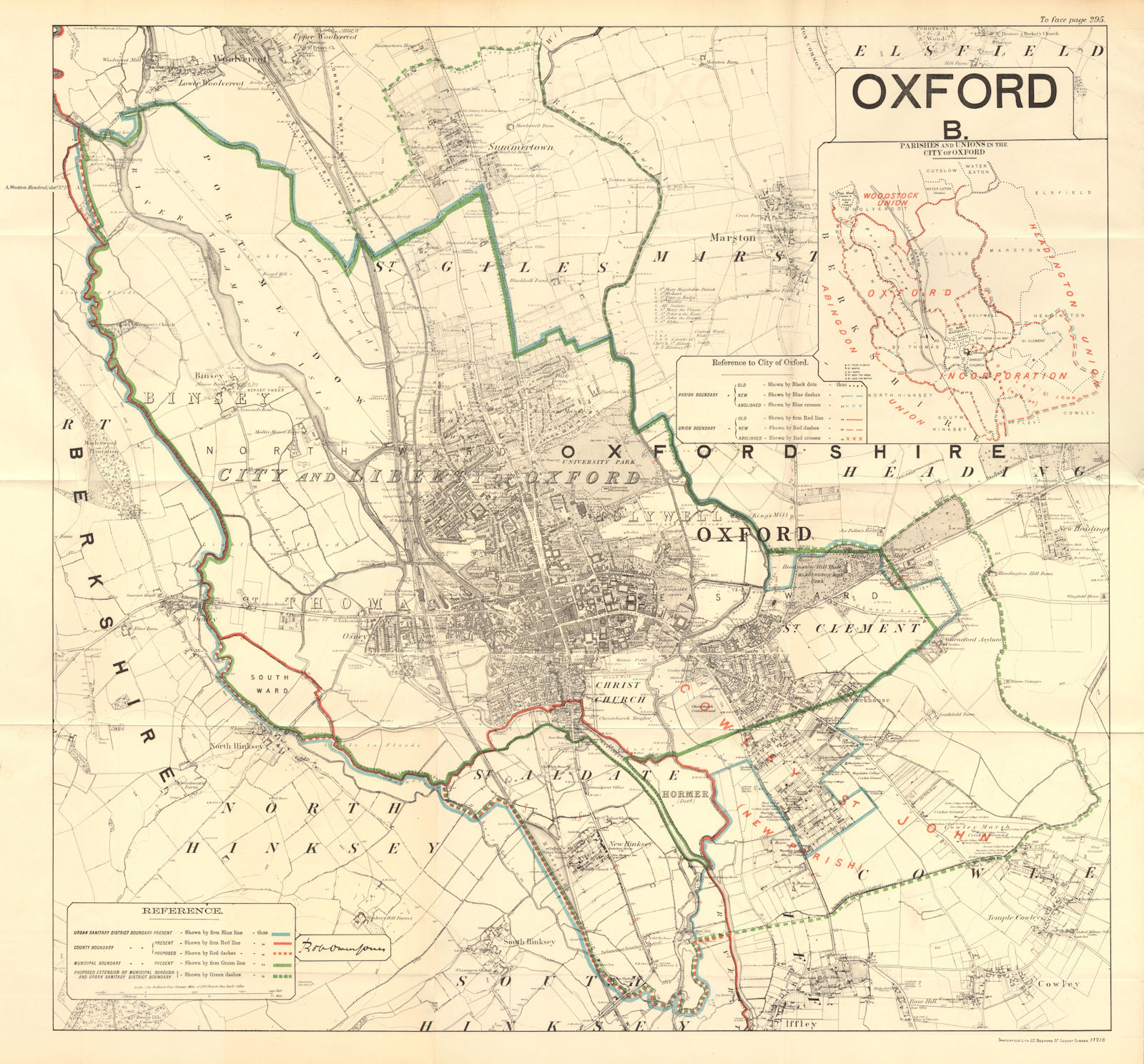 Oxford. JONES. PARLIAMENTARY BOUNDARY COMMISSION 1888 old antique map chart
