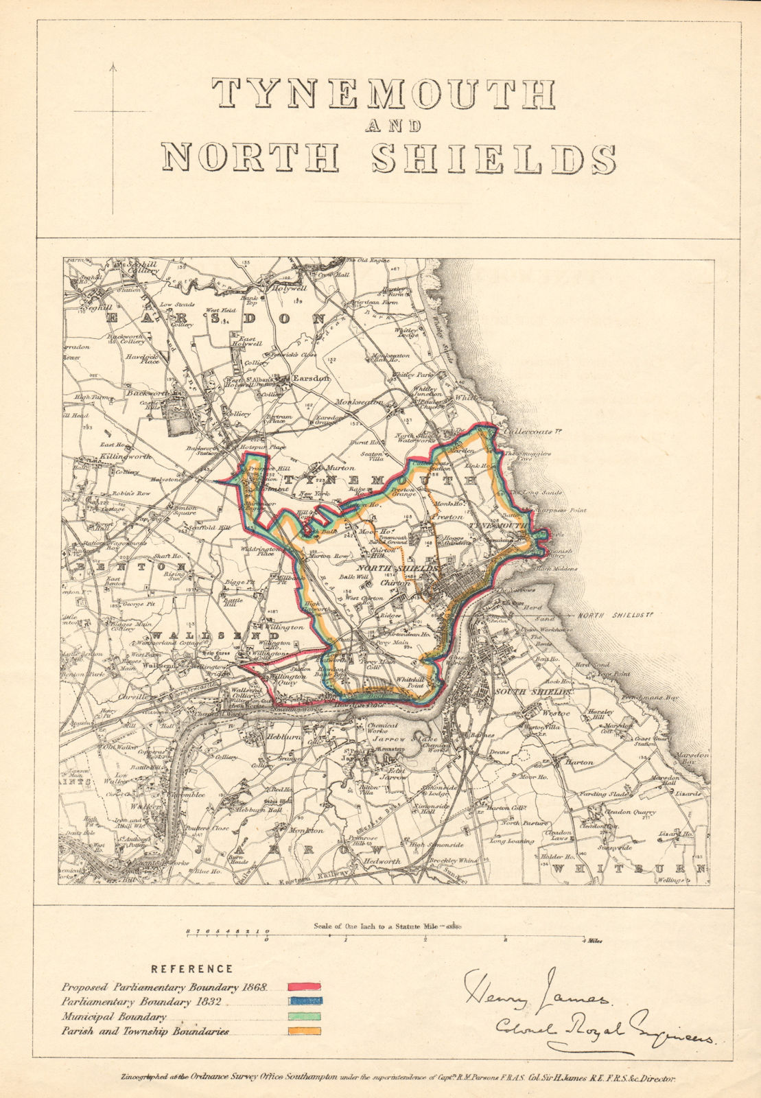Associate Product Tynemouth and North Shields. JAMES. PARLIAMENTARY BOUNDARY COMMISSION 1868 map
