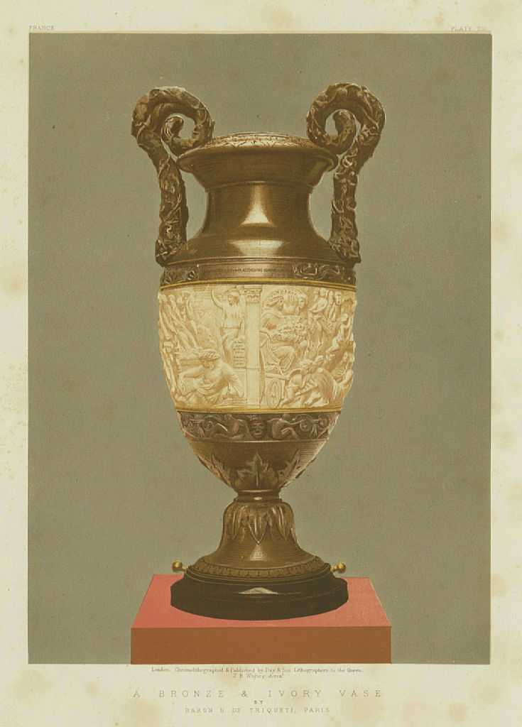 INTERNATIONAL EXHIBITION. Bronze & ivory vase. Baron de Triqueti, Paris 1862