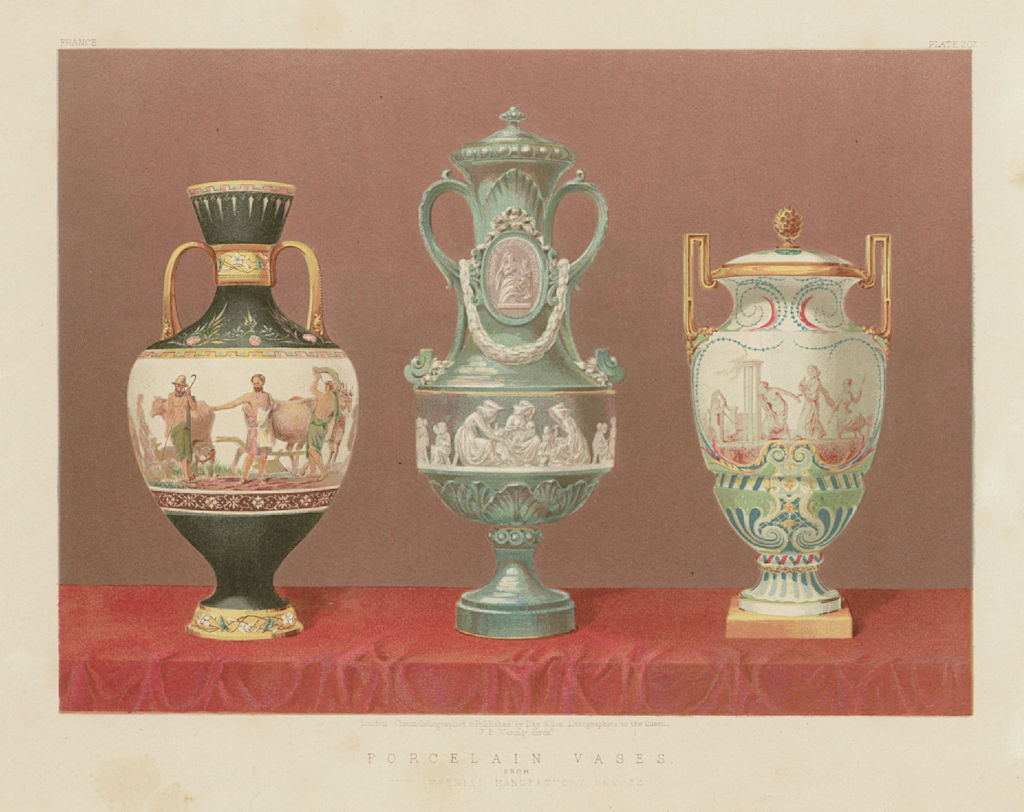INTERNATIONAL EXHIBITION. Porcelain vases. Imperial Manufactory, Sevres 1862