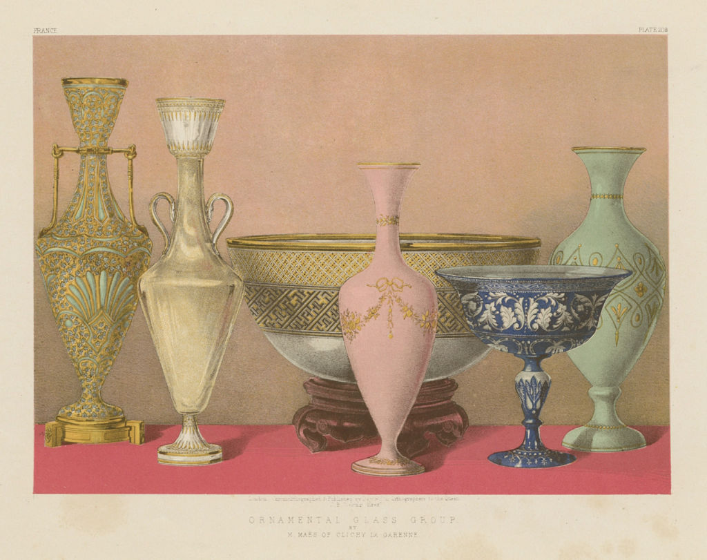 INTERNATIONAL EXHIBITION. Ornamental glass. Maes, Clichy-la-Garenne 1862 print