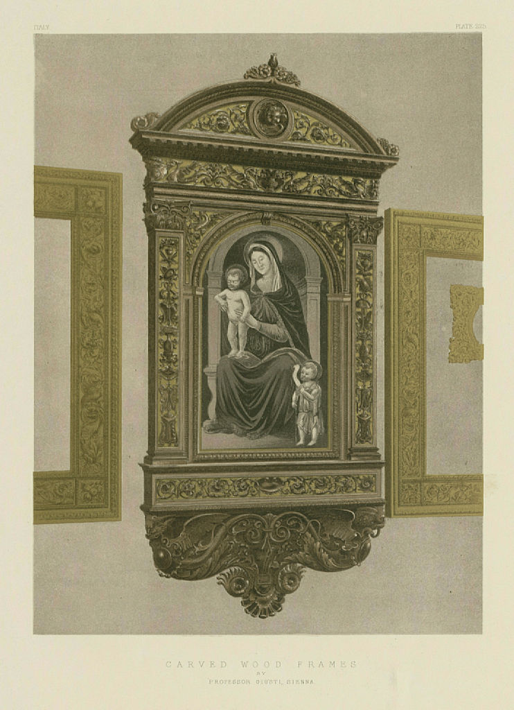 INTERNATIONAL EXHIBITION. Carved wood frames - Professor Giusti, Sienna 1862