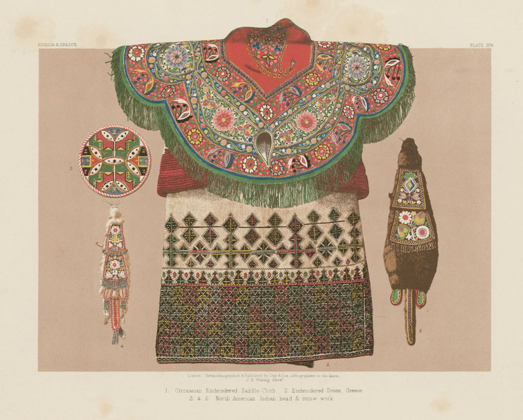 INTERNATIONAL EXHIBITION. Circassian saddle cloth North American Indian 1862