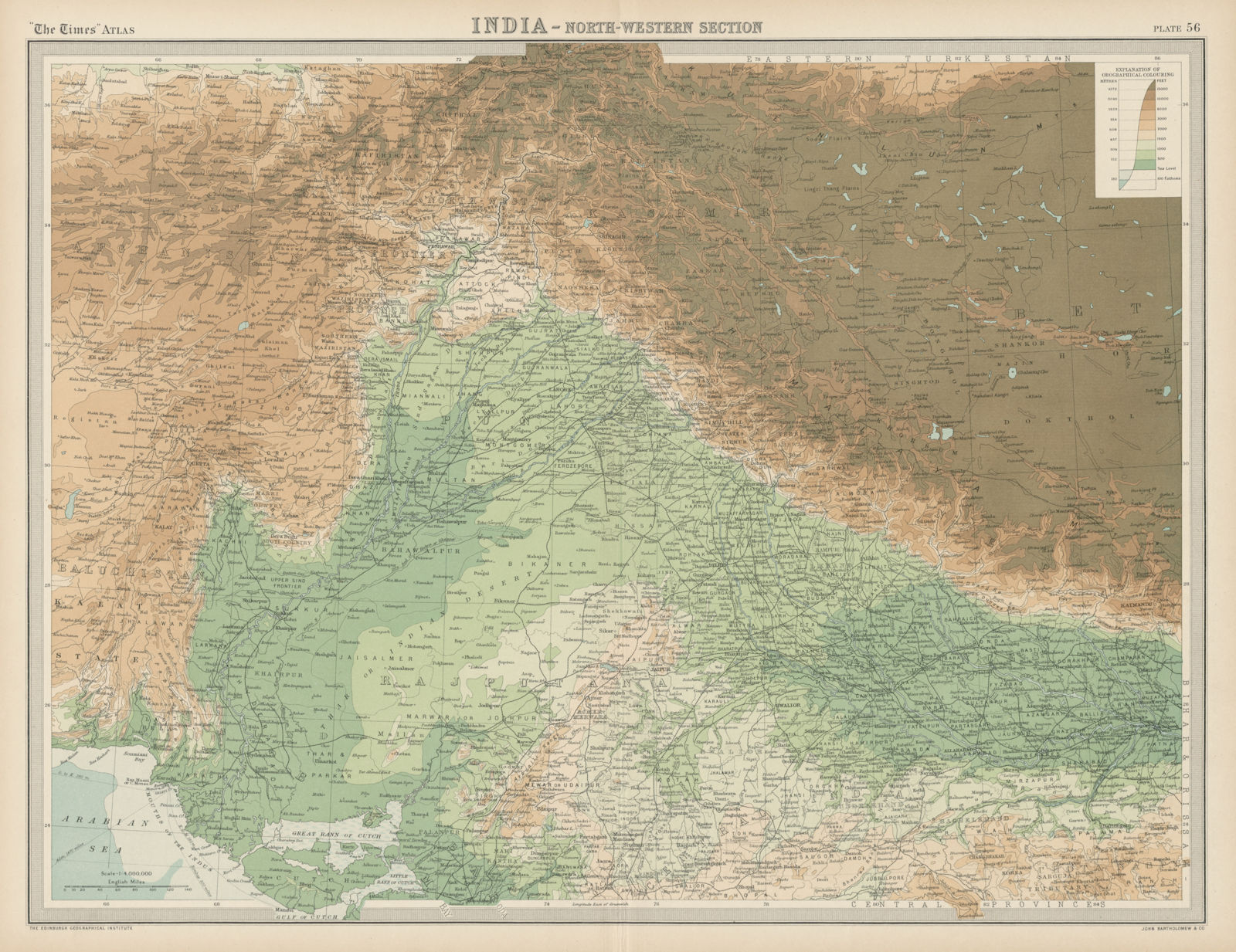 Associate Product NW British India Himalayas Pakistan Kashmir Tibet Rajastan Punjab TIMES 1922 map