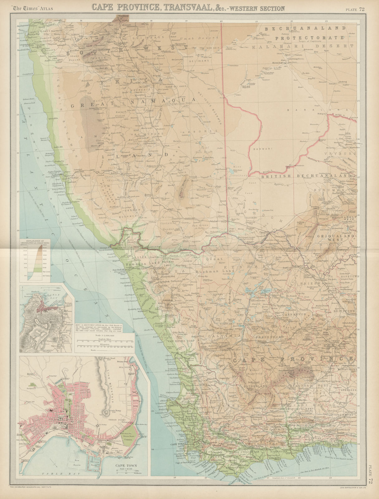Harmsworth Atlas Cape Colony & Diamond Fields South Africa Antique Map 1906 