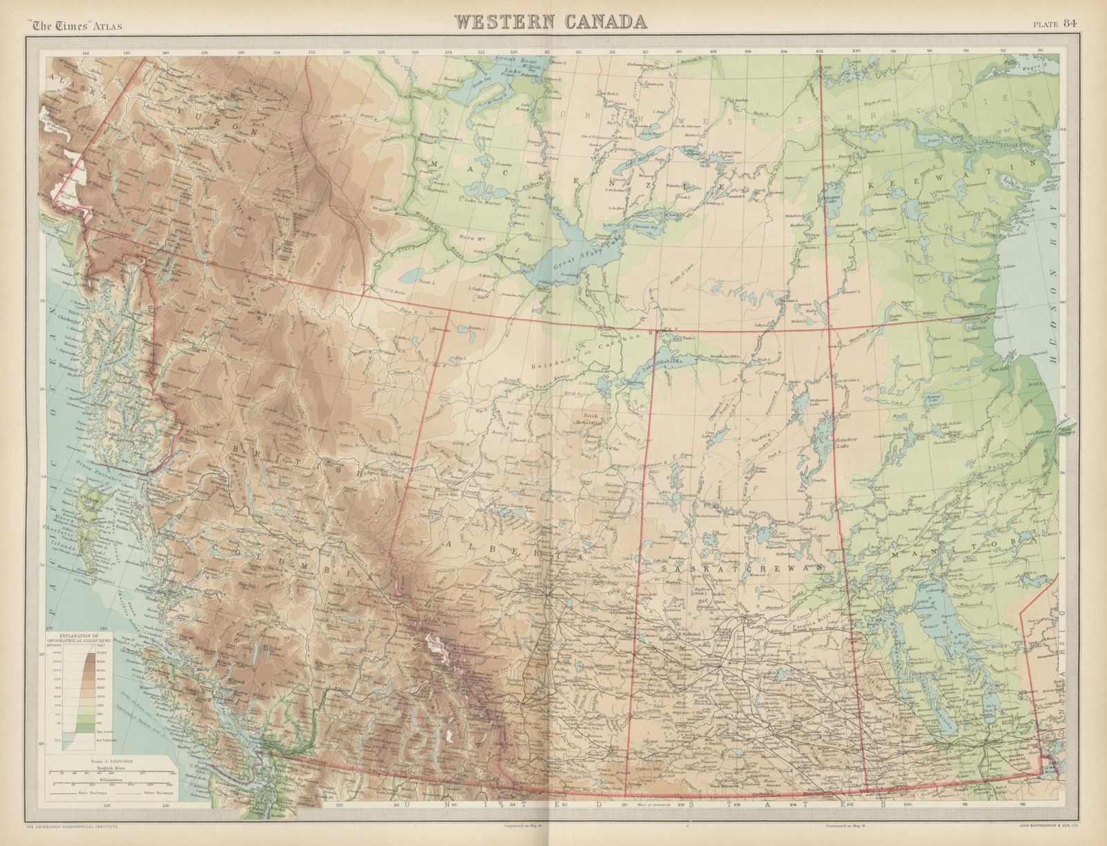 Associate Product Western Canada. British Columbia Alberta Saskatchewan. THE TIMES 1922 old map