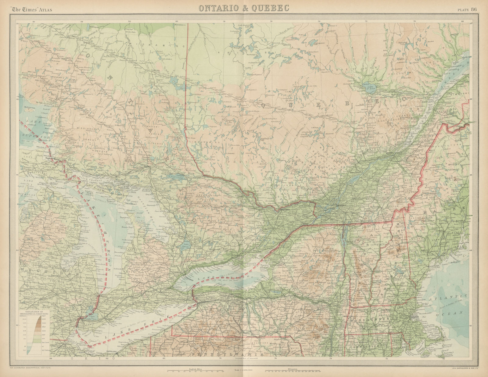 Associate Product Southern Ontario & Quebec. Canada. THE TIMES 1922 old vintage map plan chart