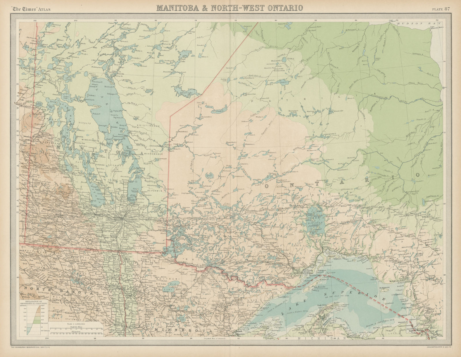 Associate Product Manitoba & North-west Ontario. Canada. THE TIMES 1922 old vintage map chart