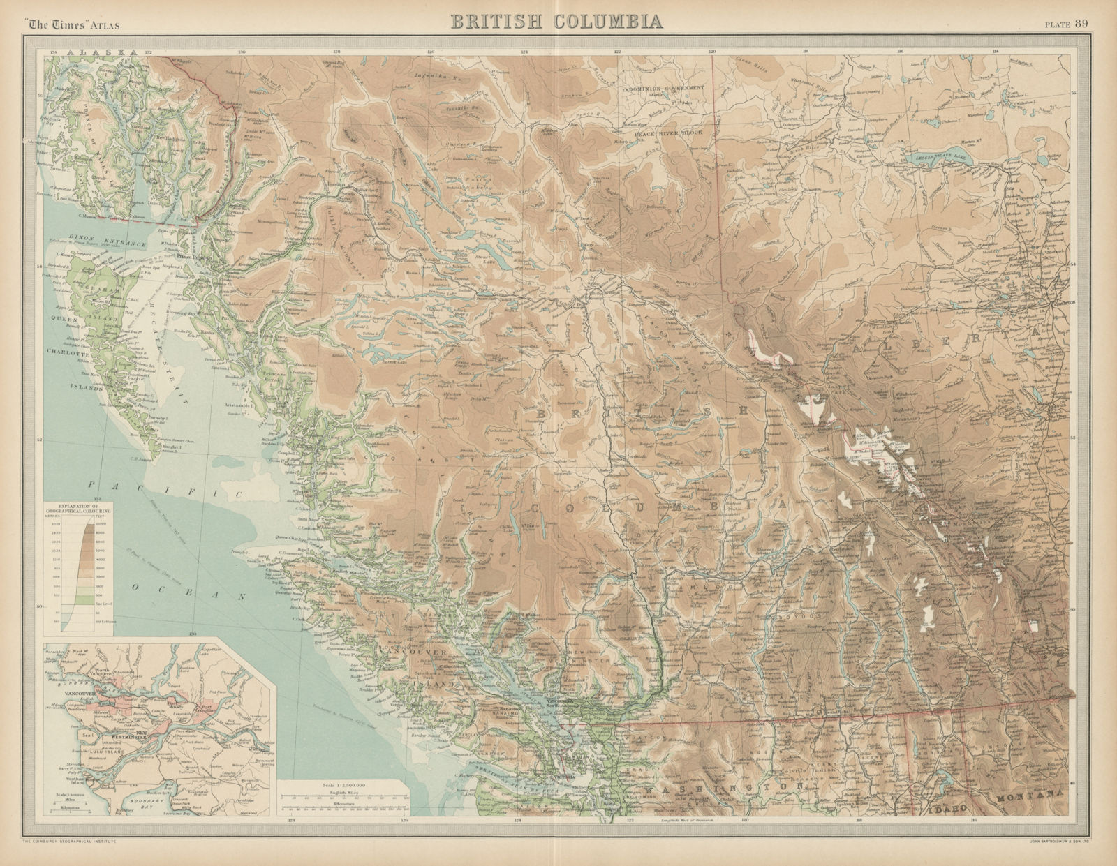 Associate Product British Columbia. Relief. Rocky Mountains. Vancouver. THE TIMES 1922 old map