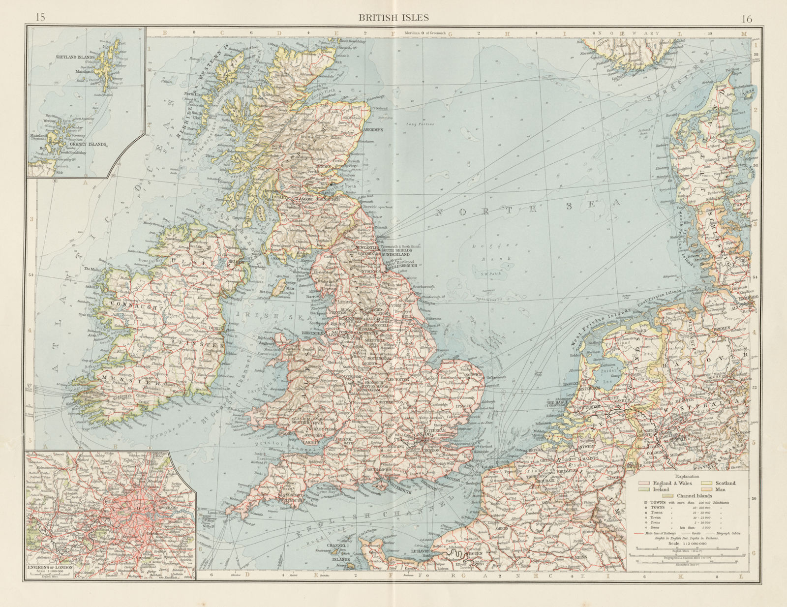 Associate Product British Isles & North Sea. Denmark Netherlands. THE TIMES 1900 old antique map