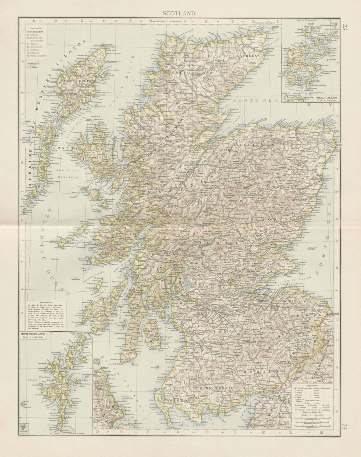 Associate Product Scotland. THE TIMES 1900 old antique vintage map plan chart