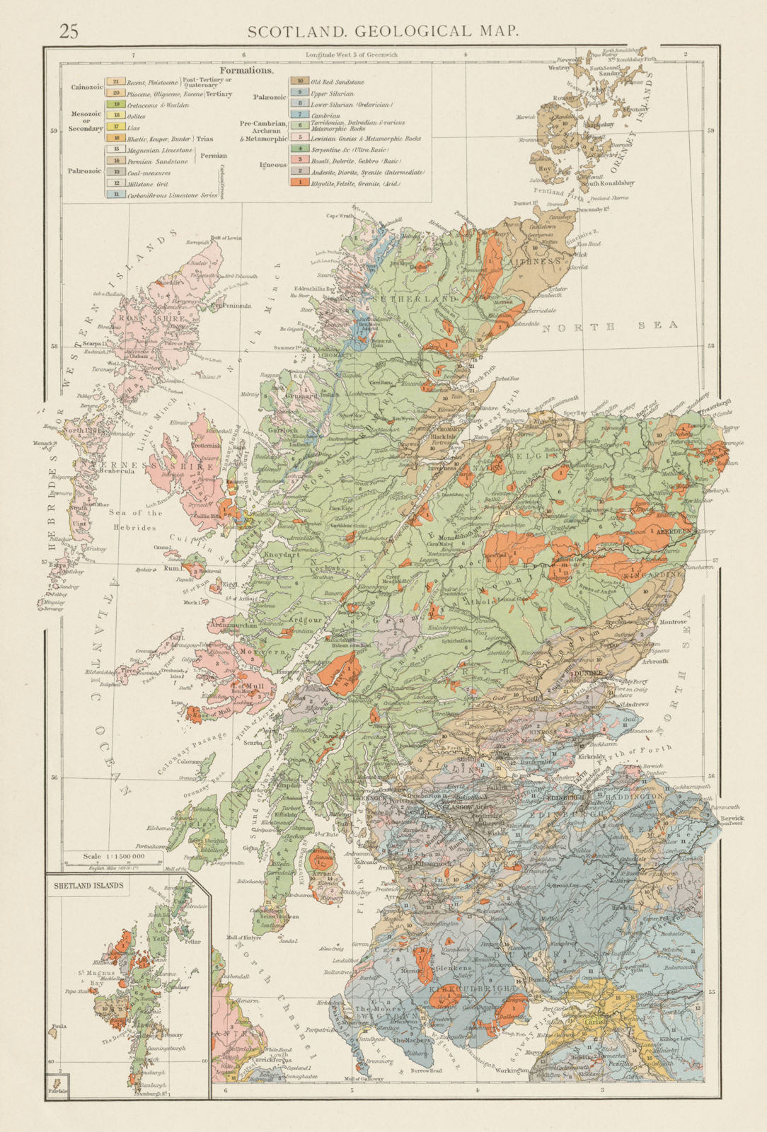 Associate Product Scotland, Geological map. THE TIMES 1900 old antique vintage plan chart