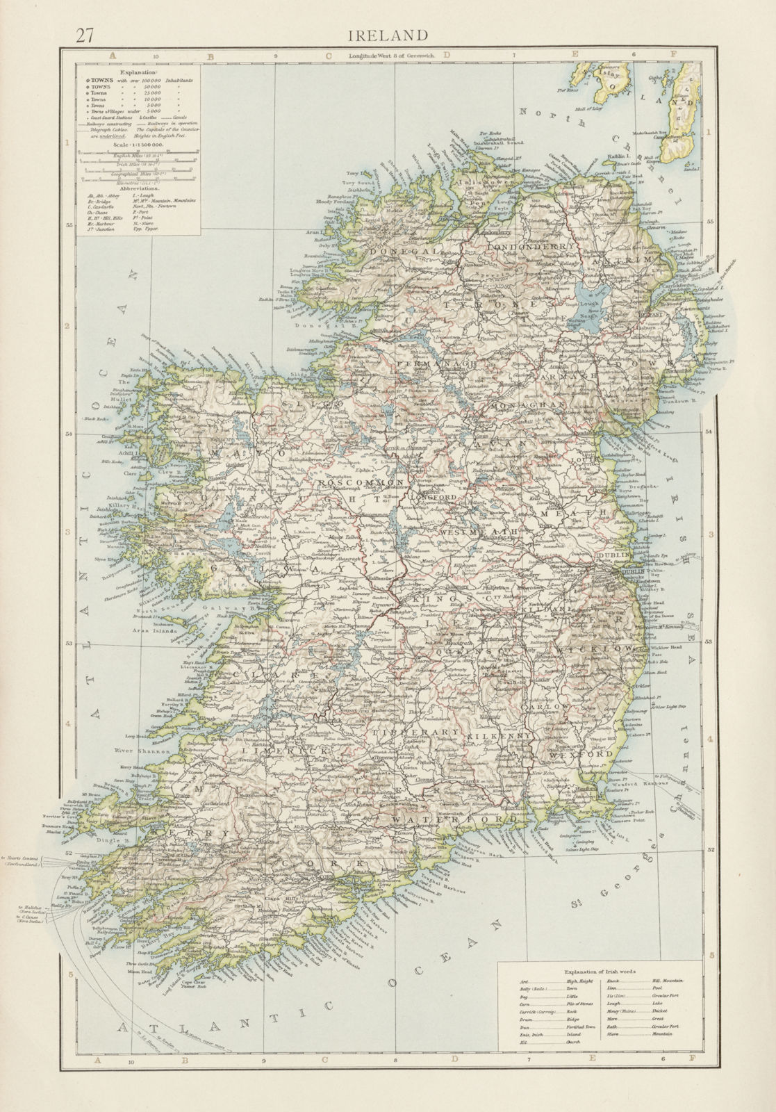 Associate Product Ireland. THE TIMES 1900 old antique vintage map plan chart