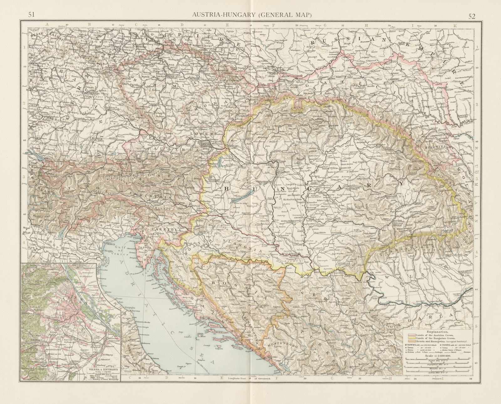 Austria-Hungary. Czechia Croatia Bosnia Serbia. Vienna environs. TIMES 1900 map
