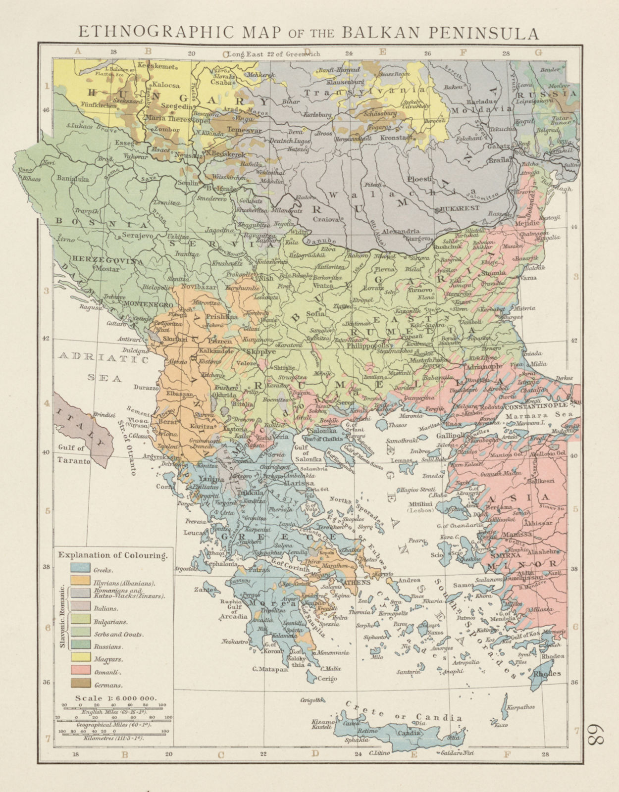 Associate Product Balkan Peninsula ethnographic map. Greeks Bulgarians Serbs Croats TIMES 1900