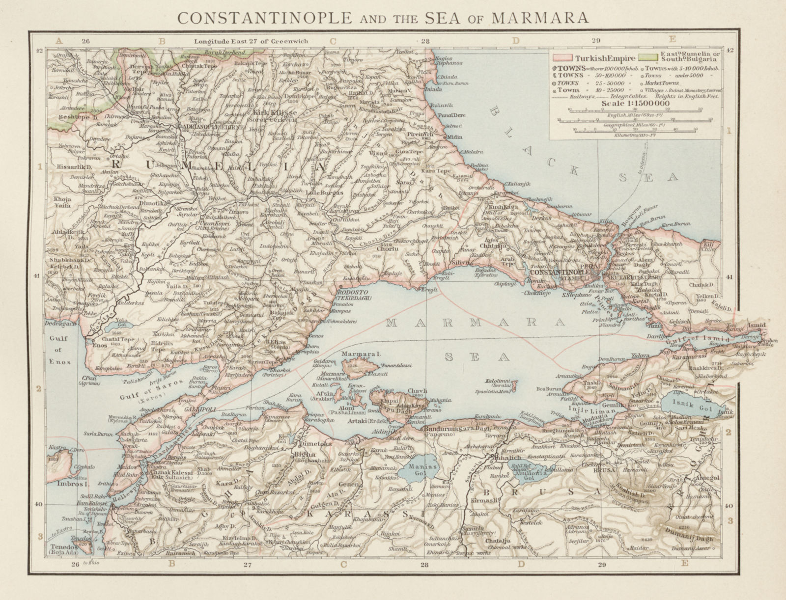 Associate Product Constantinople & sea of Marmara. Istanbul. Dardanelles. Rumelia. TIMES 1900 map