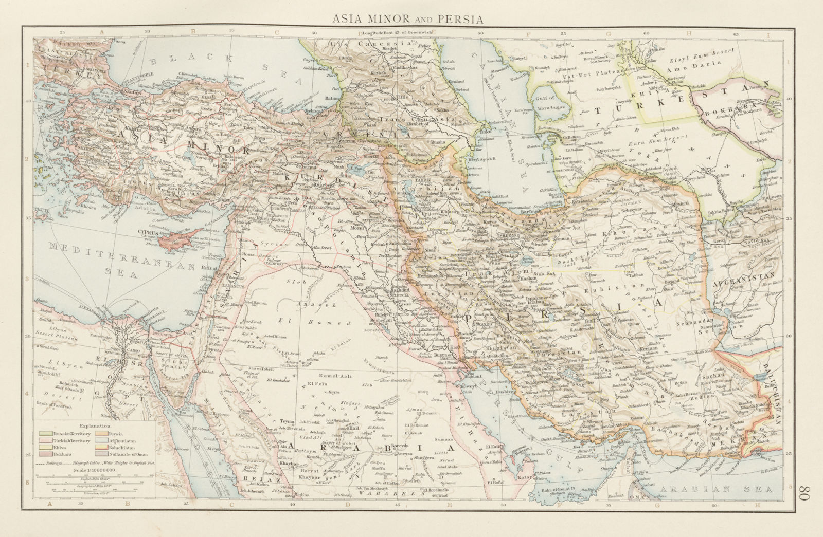 Associate Product Asia Minor & Persia. Middle East. Turkey Iran Iraq Arabia. THE TIMES 1900 map