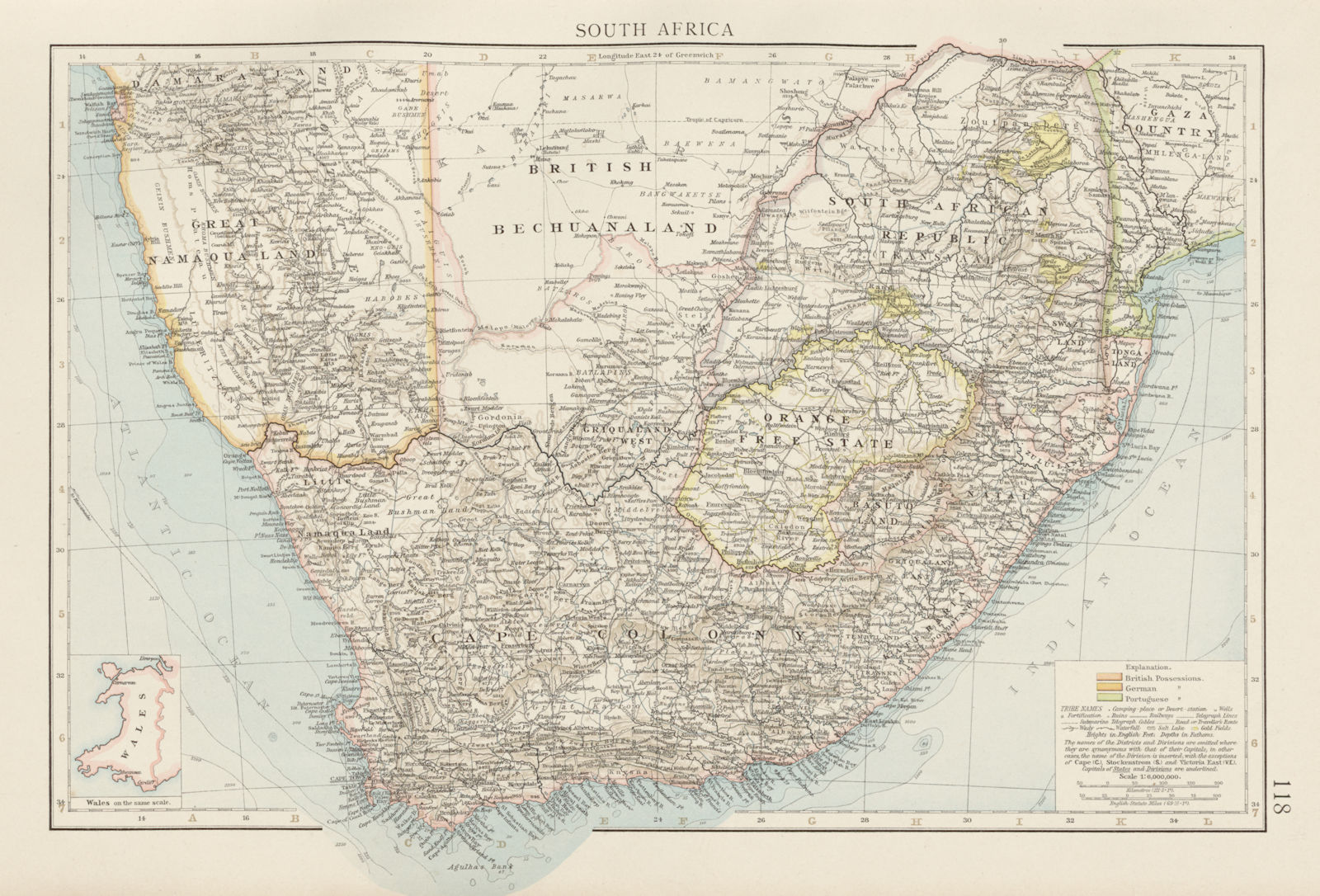 Associate Product Colonial South Africa. Goldfields. Bechuanaland. Cape Colony. THE TIMES 1900 map
