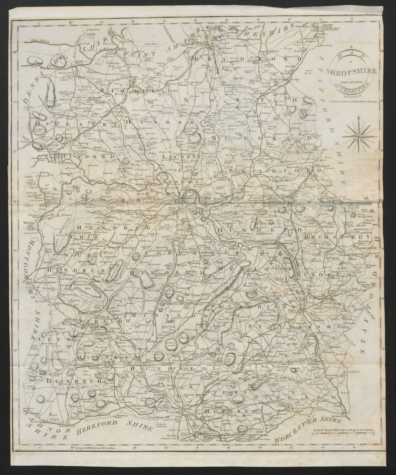 "A map of Shropshire from the best authorities". County map. CARY 1805 old
