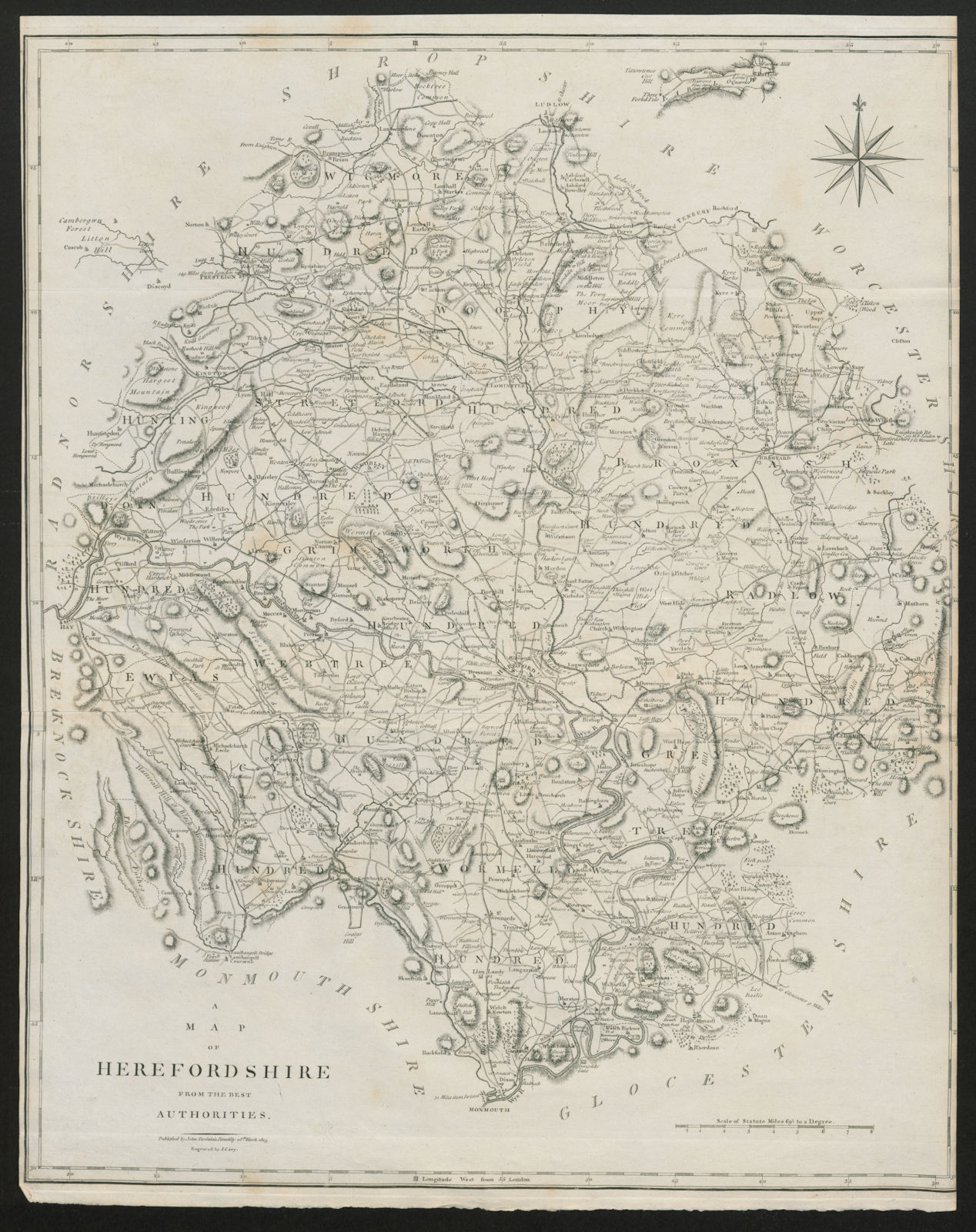 "A map of Herefordshire from the best authorities". County map. CARY 1805