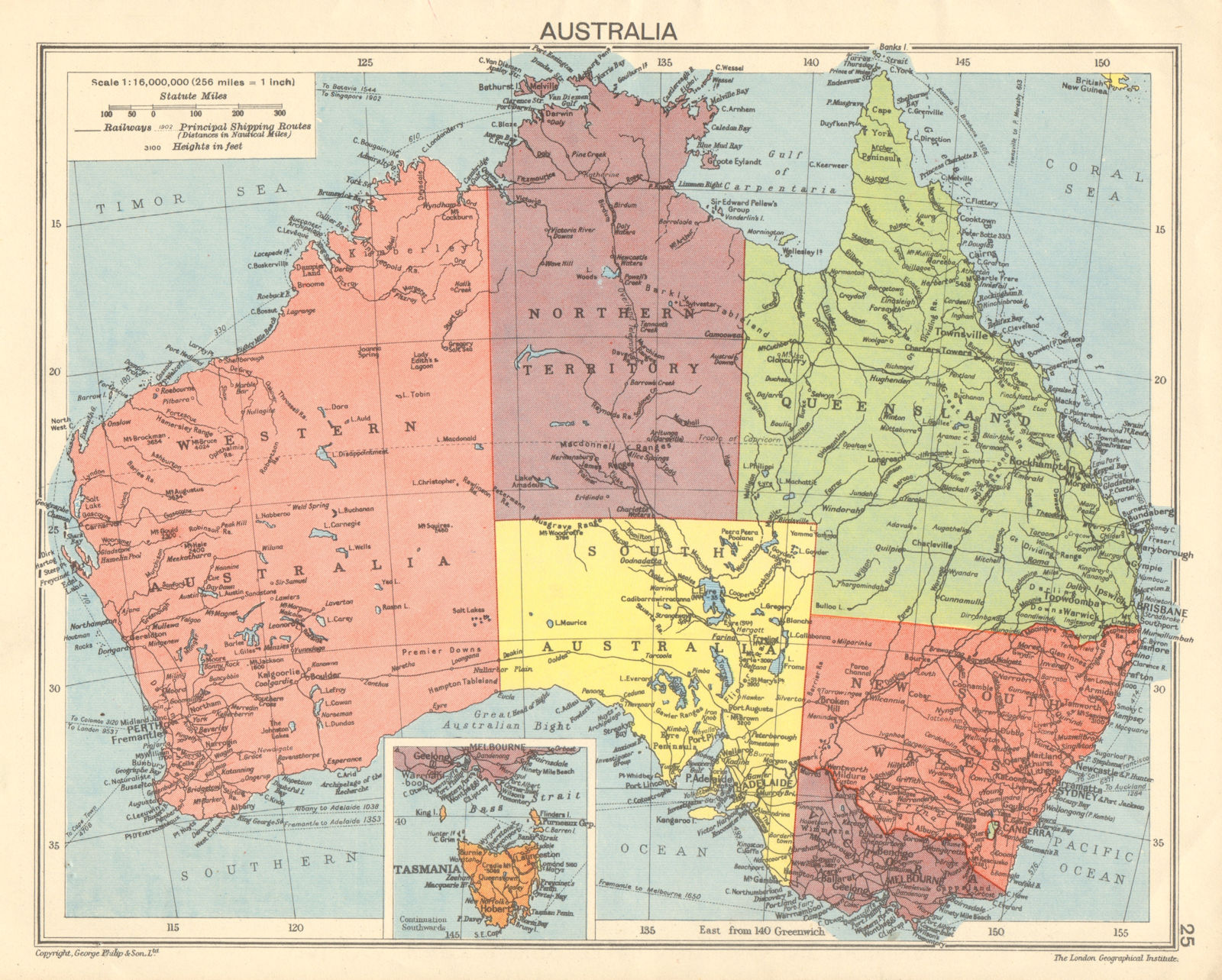 Associate Product SECOND WORLD WAR Australia states & territories 1942 old vintage map chart