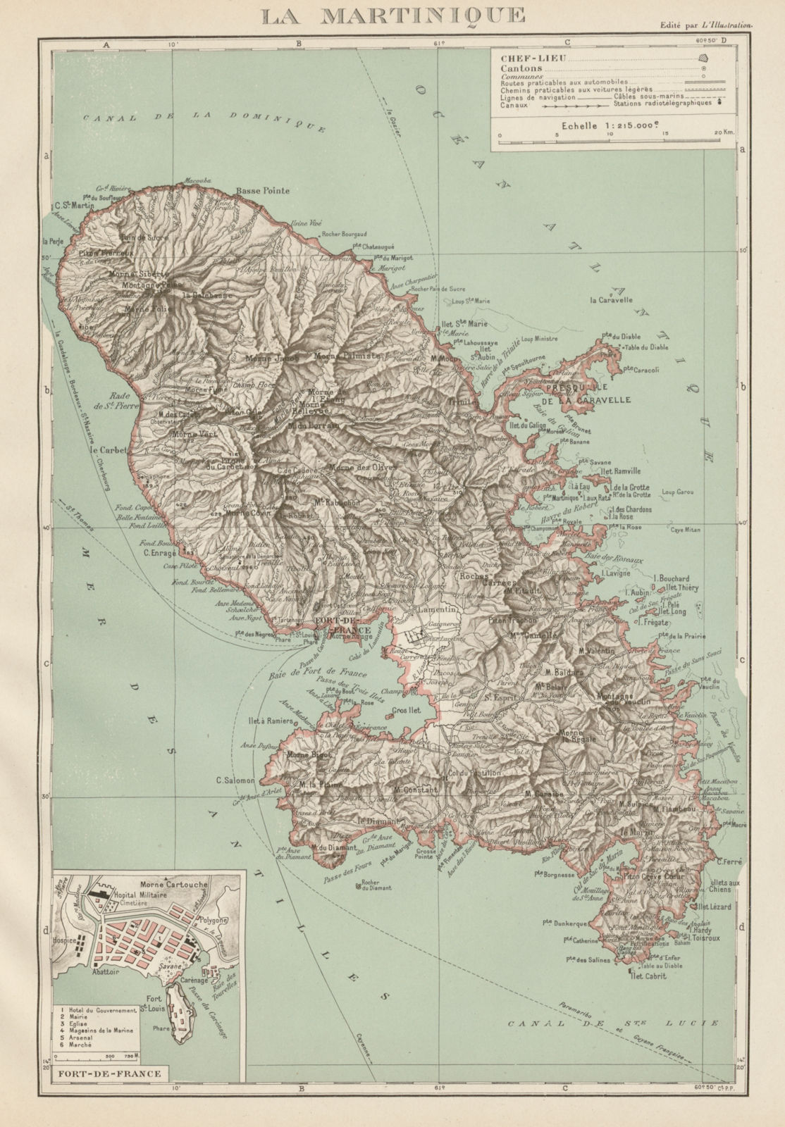 MARTINIQUE. Fort-de-France plan. Antilles françaises French West Indies 1929 map