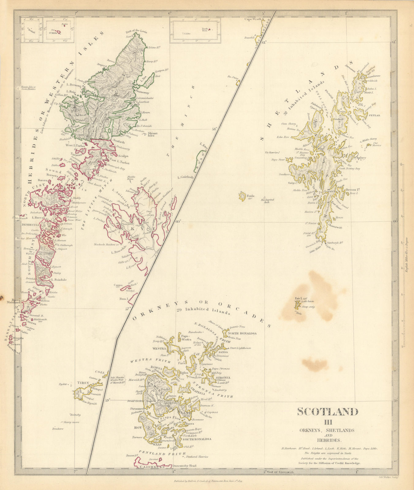 SCOTLAND ISLANDS. Western Isles. Orkneys, Shetlands and Hebrides SDUK 1844 map