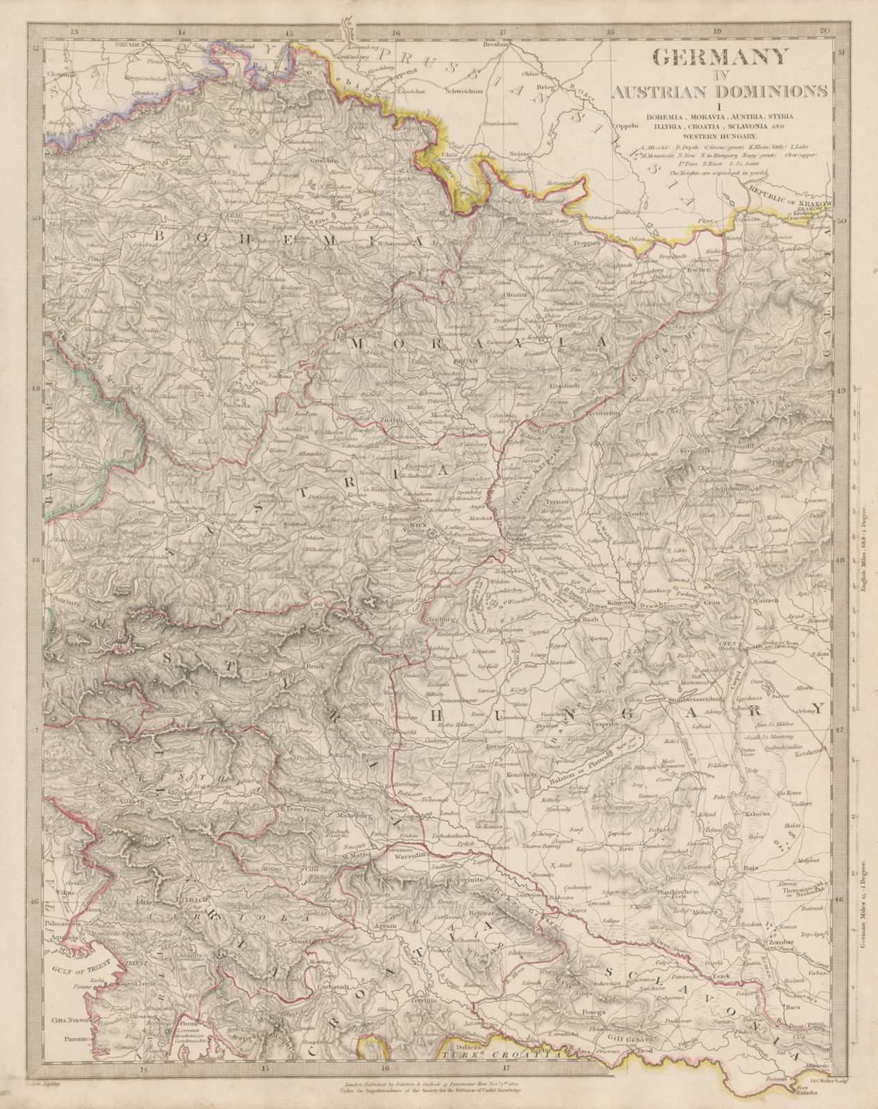 AUSTRIAN DOMINION.Bohemia Moravia Styria Illyria Croatia Hungary SDUK 1844 map