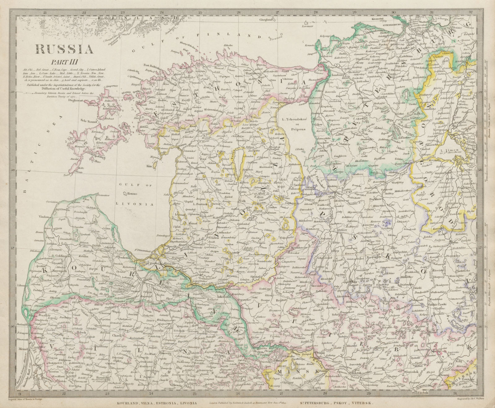 BALTICS Courland Vilna Estonia Livonia St Petersburg Vitebsk. SDUK 1844 map