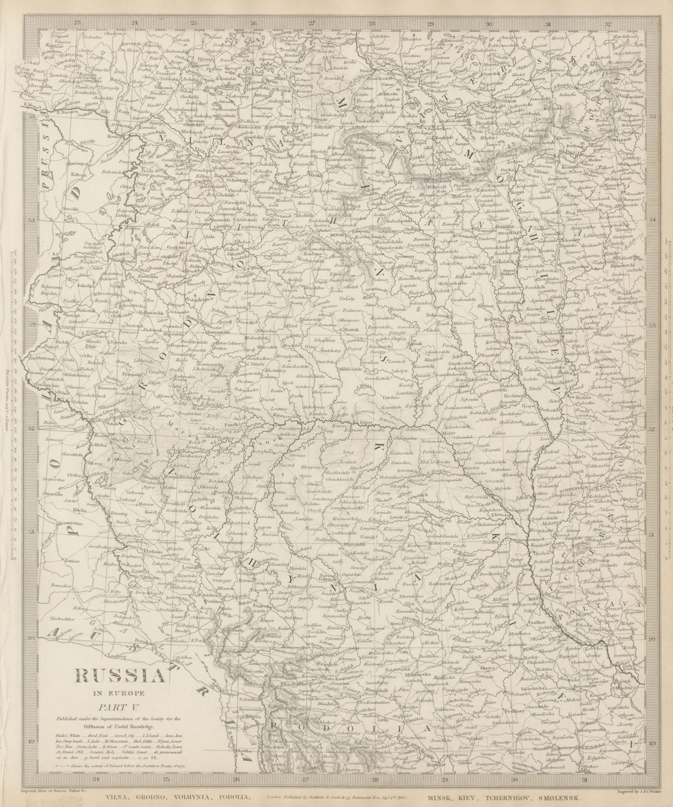 EASTERN EUROPE.Vilna Grodno Volhynia Podoiva Minsk Kiev Smolensk SDUK 1844 map