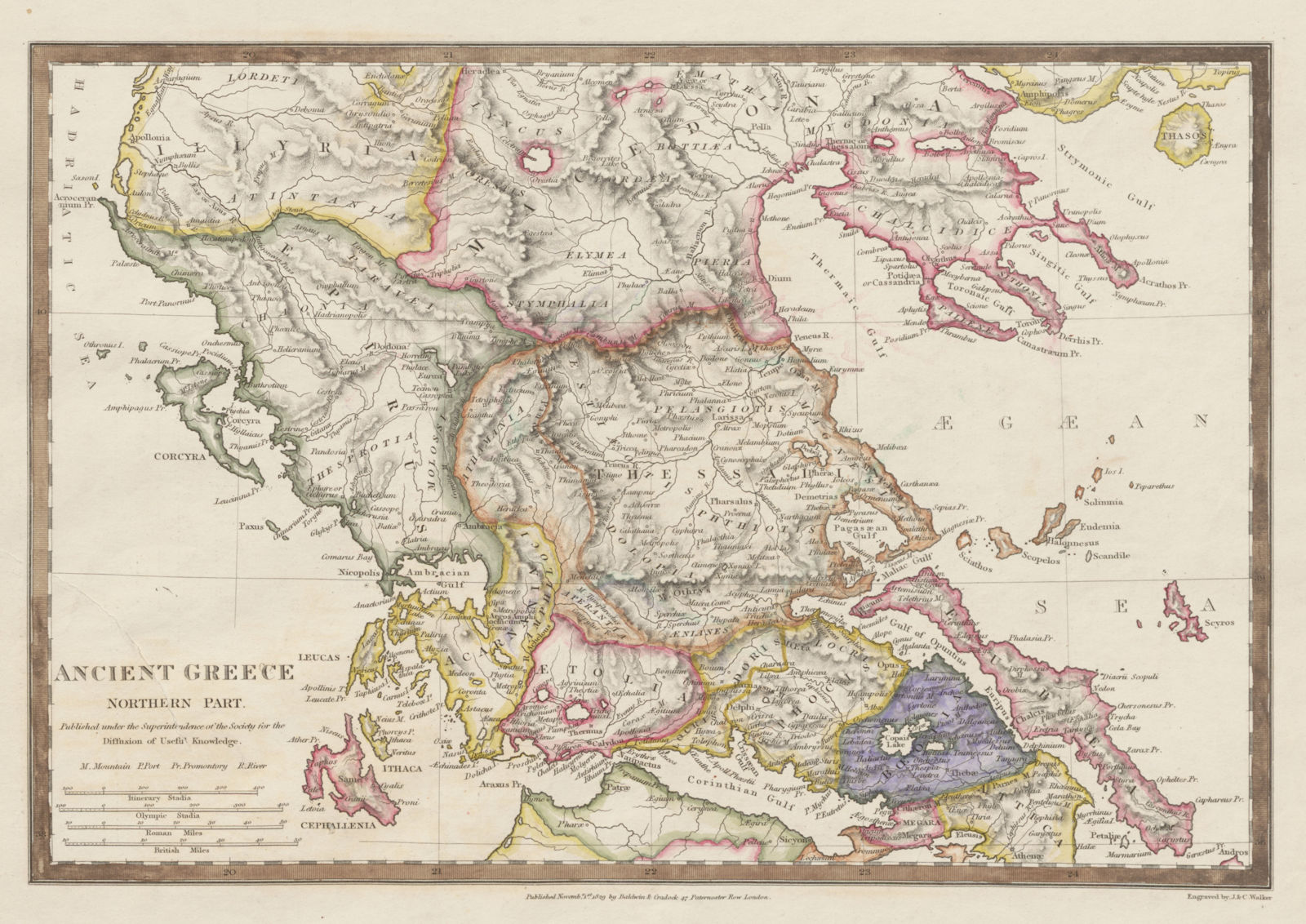 ANCIENT GREECE Epirus Euboea Aetolia Thessalia Macedonia Sporades SDUK 1844 map