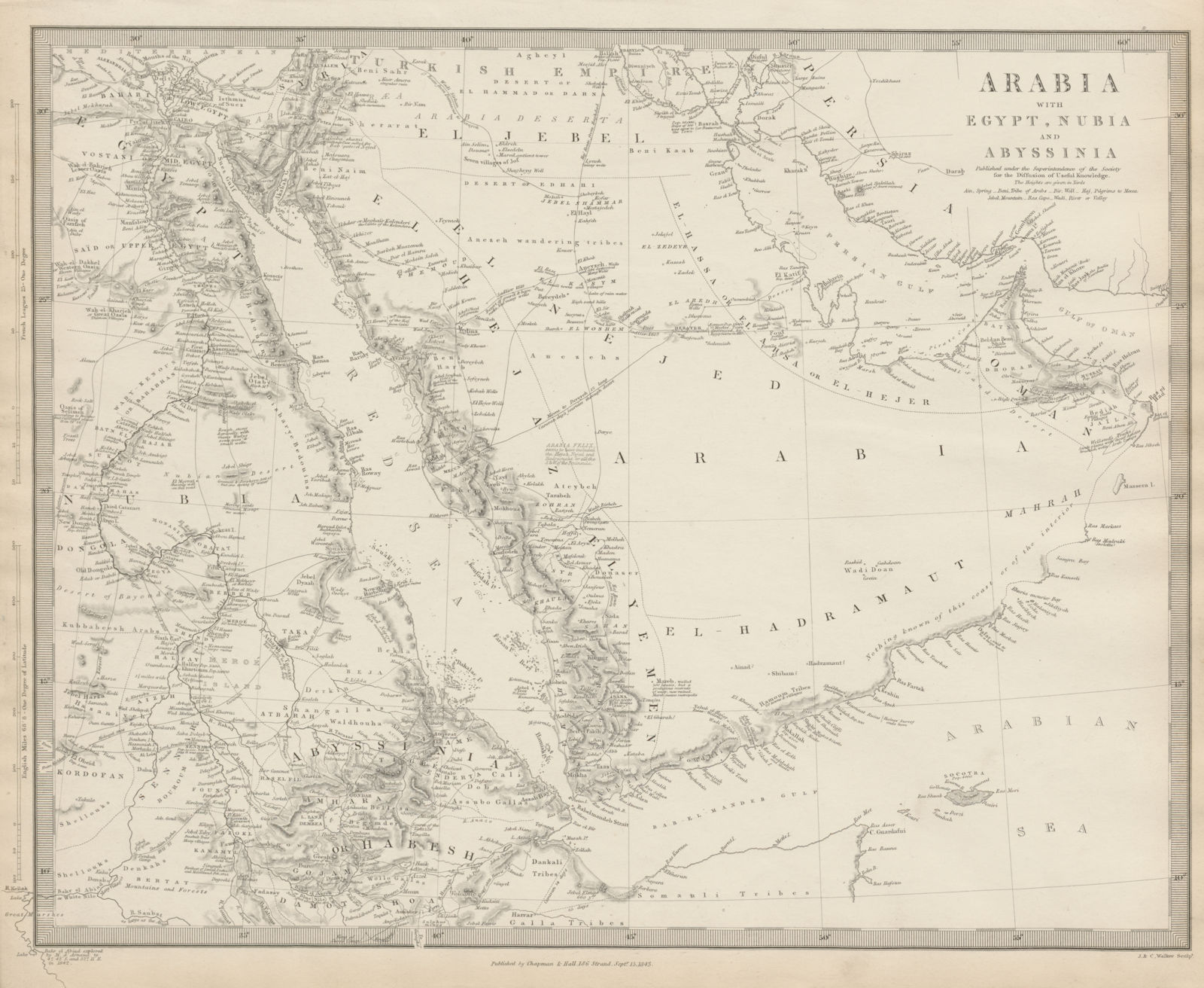 ARABIA.Egypt,Nubia,Abyssinia.Persian Gulf;Red Sea.Eritrea Oman SDUK 1844 map