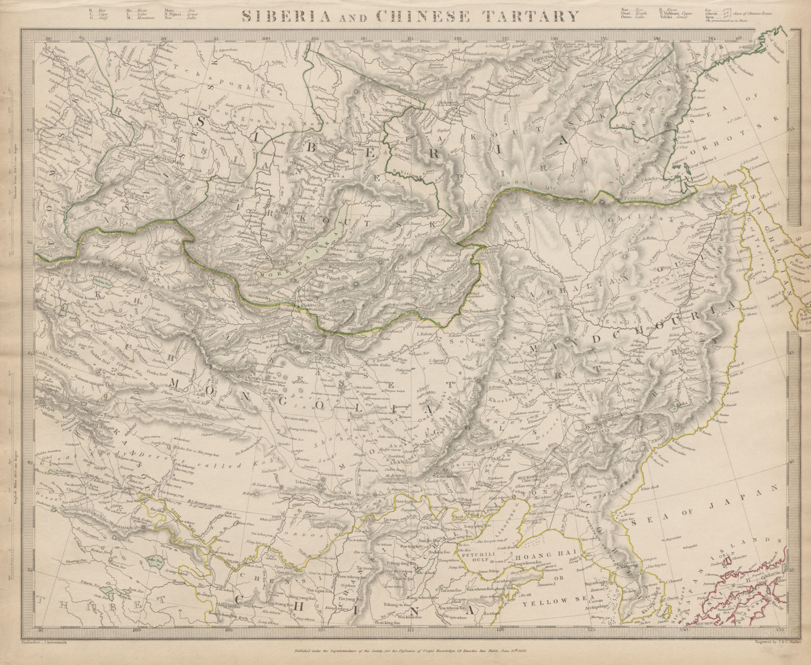 Associate Product SIBERIA & CHINESE TARTARY Manchuria Mongolia Korea China East Asia SDUK 1844 map